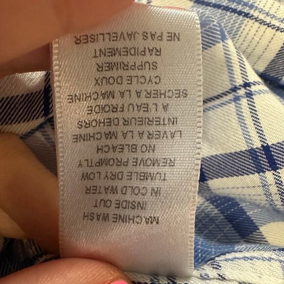 Frank & Eileen Relaxed Button-Up Shirt Blue Plaid Modal Women's Size XS - Picture 8 of 8